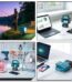 محول طاقة محمول 150 واط مع منفذ ac وusb c و3 منافذ usb وإضاءة led