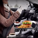 حامل أكواب وصينية طعام للسيارة 360 درجة مع حامل هاتف ومنظم متعدد الاستخدامات