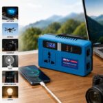 محول طاقة ذكي محمول مع منفذ ac و2 usb ومنفذ usb type c وشاشة led