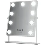 مرآة مكياج led قابلة للشحن مع 9 مصابيح و3 أوضاع إضاءة