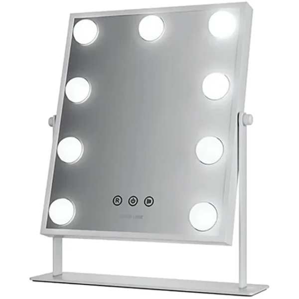 مرآة مكياج led قابلة للشحن مع 9 مصابيح و3 أوضاع إضاءة